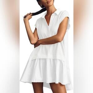 NWOT Fisoew Short Sleeve V Neck Casual Oversized Patchwork Mini Dress, M